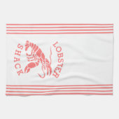 Koraal rode kreeft & strepen ontwerp theedoek (Horizontaal)