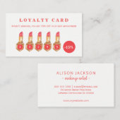 Koraal rode lippenstiften make-up schoonheidssalon klantenkaartje (Voorkant / Achterkant)