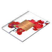 Koraal rode orchidee elegant koper metallic label notitieboek (Linkerzijde)