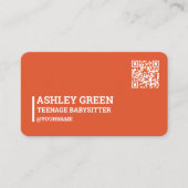 Koraal Rode QR Tiener Kinderopvang Visitekaartje (Voorkant)