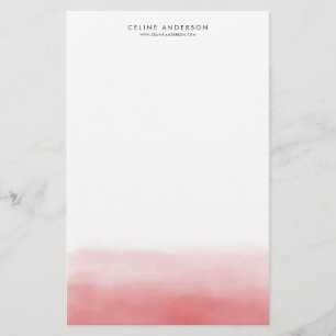 Koraal Rode Waterverf Ombre Gradient Gepersonalise Briefpapier