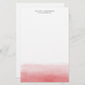 Koraal Rode Waterverf Ombre Gradient Gepersonalise Briefpapier (Voorkant / Achterkant)