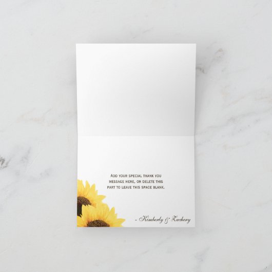 KORAAL ROESTIEK ZONNEBLOEM HUWELIJK TROUWKAART BED BEDANKKAART (Binnen)