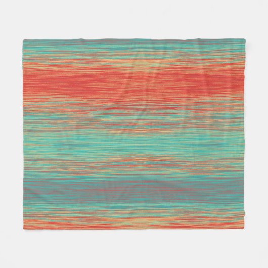 Koraal Rood Blauwgroen Blended Stripes Modern Abst Fleece Deken (Voorkant (Horizontaal))
