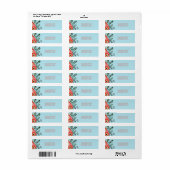 Koraal Rood Bloemen Blauw Kerstmis Adres Etiket (Full Sheet)