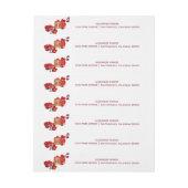 Koraal rood bloemenmetaal metaalkoper monogrammed omwikkelbaar adreslabel (Vel)