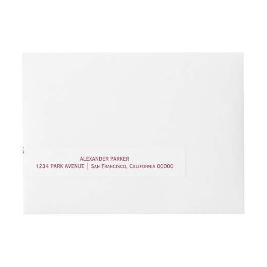 Koraal rood bloemenmetaal metaalkoper monogrammed omwikkelbaar adreslabel (Voorkant)