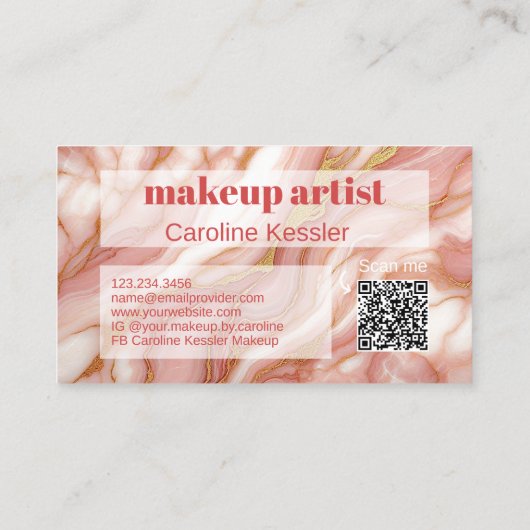 Koraal Rood Donker Perzik Roze Goud Marmer Art Pat Visitekaartje (Achterkant)