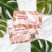 Koraal Rood Donker Perzik Roze Goud Marmer Art Pat Visitekaartje