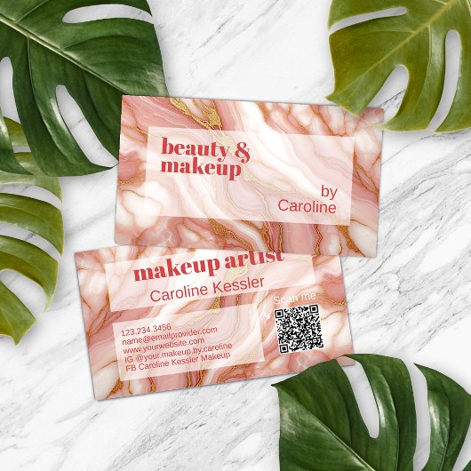 Koraal Rood Donker Perzik Roze Goud Marmer Art Pat Visitekaartje