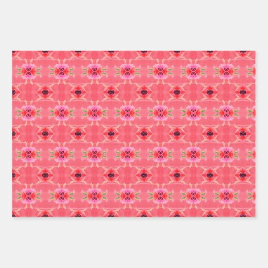 koraal rood en wit inpakpapier vel (Voorkant 3)