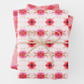 koraal rood en wit inpakpapier vel (In situ)