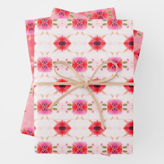 koraal rood en wit inpakpapier vel (In situ)