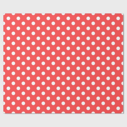 Koraal rood en wit poka vlek cadeaupapier (Vlak)