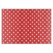 Koraal rood en wit poka vlek snijplank (Voorkant)