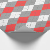 Koraal Rood Houtskool DK Grijs What XL Argyle Cadeaupapier (Hoek)