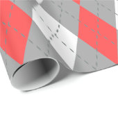 Koraal Rood Houtskool DK Grijs What XL Argyle Cadeaupapier (Rol Hoek)