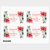 Koraal Rood Klaproos Bloemen Bruiloft Monogram Rechthoekige Sticker (Vel)