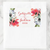 Koraal Rood Klaproos Bloemen Bruiloft Monogram Rechthoekige Sticker (Tas)