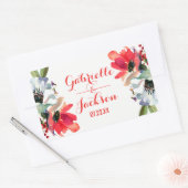 Koraal Rood Klaproos Bloemen Bruiloft Monogram Rechthoekige Sticker (Envelop)