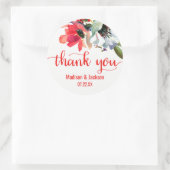 Koraal Rood Klaproos Waterverf Bloemen Bruiloft Fa Ronde Sticker (Tas)