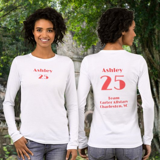 Koraal Rood Naam, Nummer, Team (Limelight) Tri-Blend Shirt