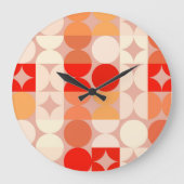 Koraal rood Oranje Blush roze retroArt Patroon Grote Klok (Voorkant)