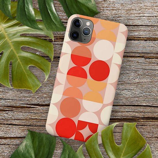 Koraal rood Oranje Blush roze retroArt Patroon iPhone Hoesje