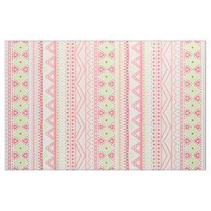 Koraal Rood Roze Lime Groen Aztec Zigzag Patroon Stof