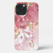 Koraal Rood Sinaasappel Blush Roze Waterverf Bloem iPhone Hoesje (Achterkant)