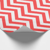 Koraal Rood Wit XL Chevron ZigZag Patroon Cadeaupapier (Hoek)