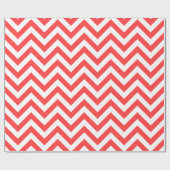 Koraal Rood Wit XL Chevron ZigZag Patroon Cadeaupapier (Vlak)