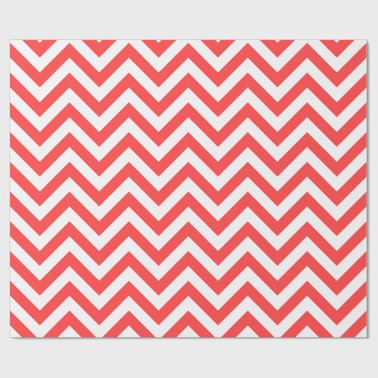 Koraal Rood Wit XL Chevron ZigZag Patroon Cadeaupapier (Vlak)