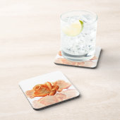 Koraal Roos bloesem met plattegrond Bier Onderzetter (Rechterzijde)