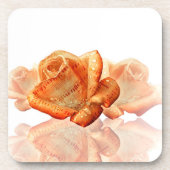 Koraal Roos bloesem met plattegrond Bier Onderzetter (Voorkant)