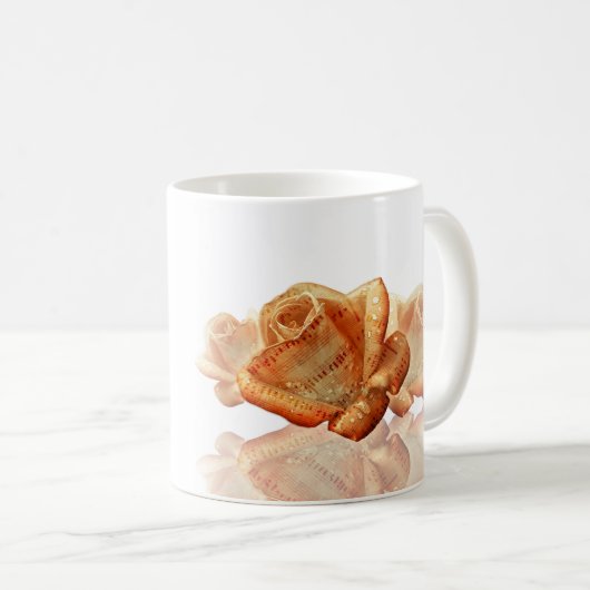 Koraal Roos bloesem met plattegrond Koffiemok (Voorkant rechts)