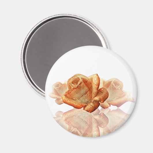 Koraal Roos bloesem met plattegrond Magneet (Voorkant / Achterkant)