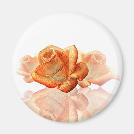 Koraal Roos bloesem met plattegrond Magneet