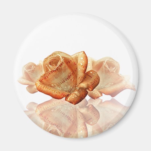 Koraal Roos bloesem met plattegrond Magneet (Voorkant)