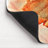 Koraal Roos bloesem met plattegrond Muismat (Hoek)