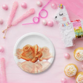 Koraal Roos bloesem met plattegrond Papieren Bordje (Feest)