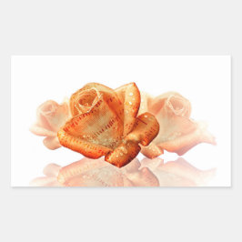 Koraal Roos bloesem met plattegrond Rechthoekige Sticker