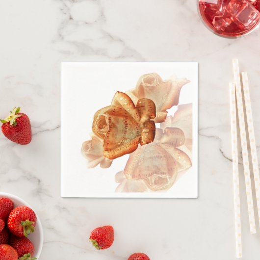 Koraal Roos bloesem met plattegrond Servet (Insitu)