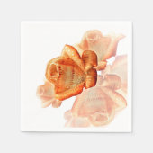 Koraal Roos bloesem met plattegrond Servet (Voorkant)