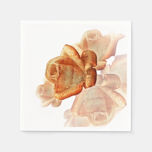 Koraal Roos bloesem met plattegrond Servet (Voorkant)