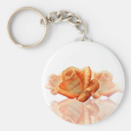 Koraal Roos bloesem met plattegrond Sleutelhanger