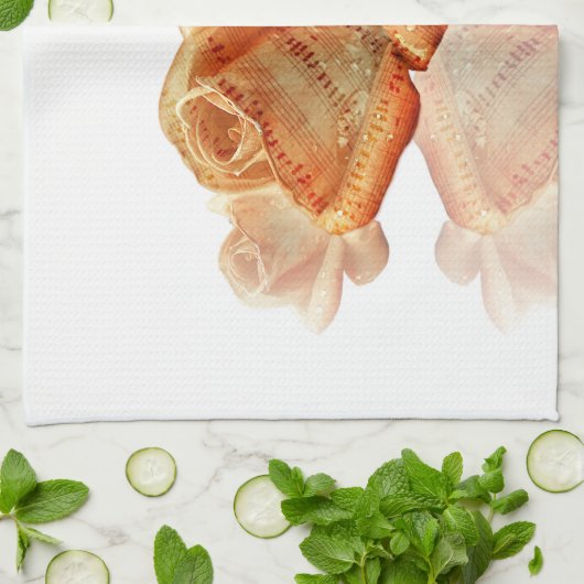 Koraal Roos bloesem met plattegrond Theedoek (Gevouwen)