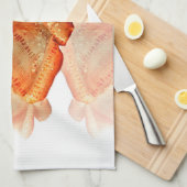 Koraal Roos bloesem met plattegrond Theedoek (Quarter Fold)