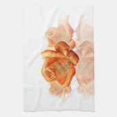 Koraal Roos bloesem met plattegrond Theedoek (Verticaal)