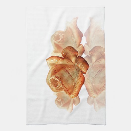 Koraal Roos bloesem met plattegrond Theedoek (Verticaal)